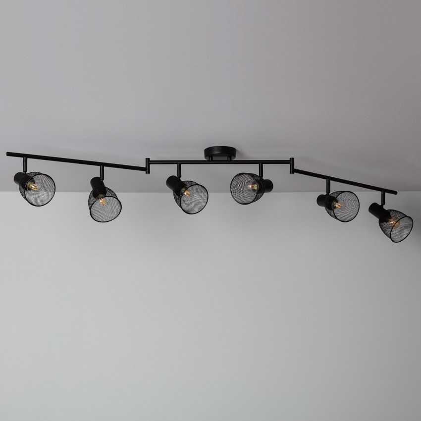 Lampa Sufitowa Nastawna Metalowa 6 Reflektorów Grid