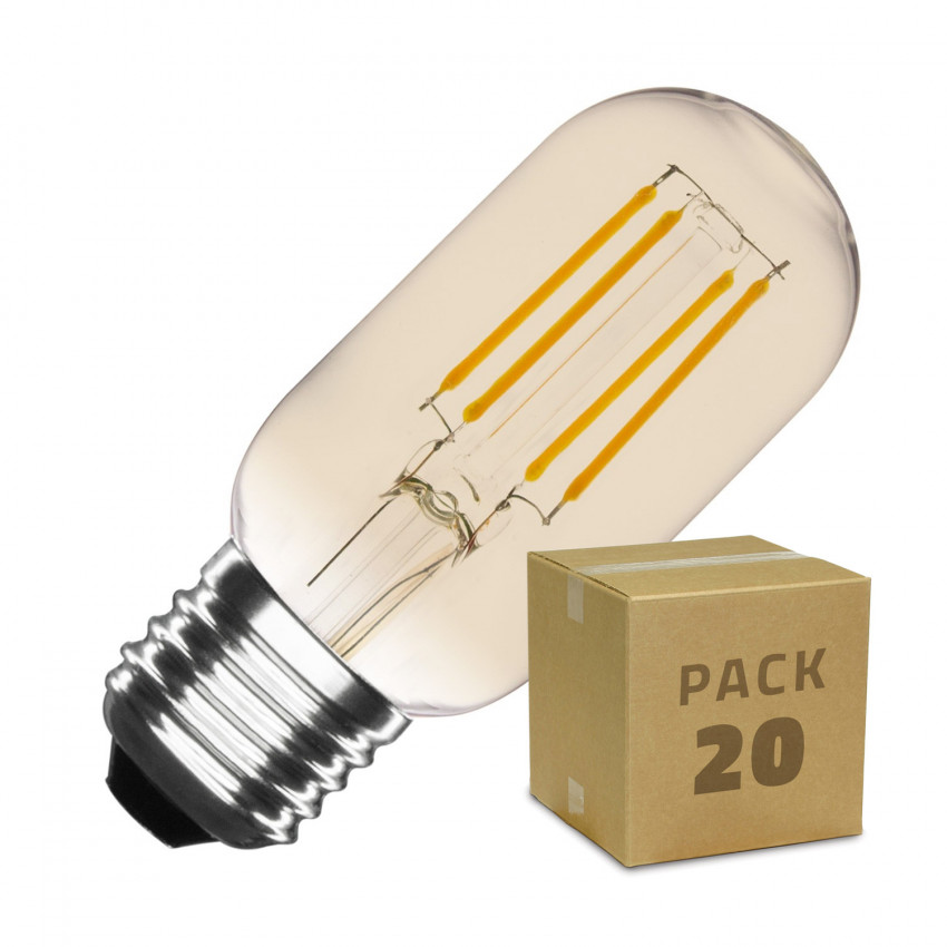 Zestaw 20 Żarówek LED E27 Ściemnialnych Filament Gold Tory T45 4W Biała Ciepła