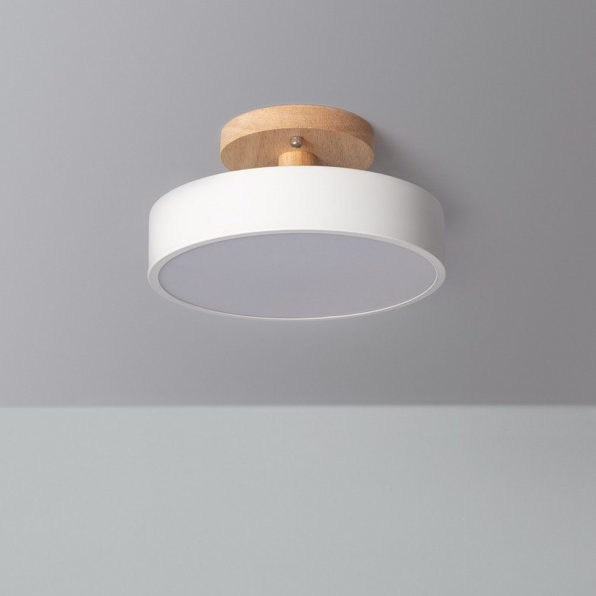 Lampa Sufitowa LED 12W z Drewna i Metalu CCT do Wyboru Whisty 