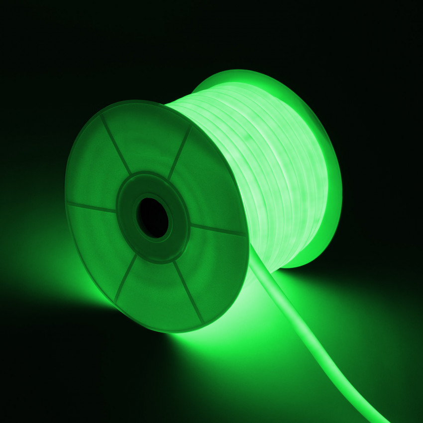 Szpula Neon LED Ściemnialna 220V AC 120 LED/m 50 m Okrągła 360 Zielona IP67 Cięcie co 100cm