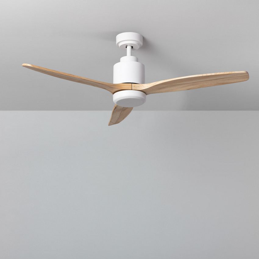 Wentylator Sufitowy Mersin Biały Drewniany 132cm Silnik DC 