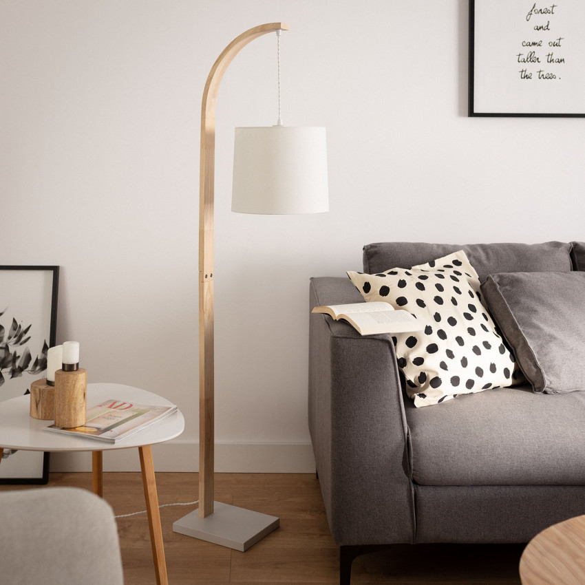Lampa Podłogowa Haakon Drewno i Tekstylna Haakon