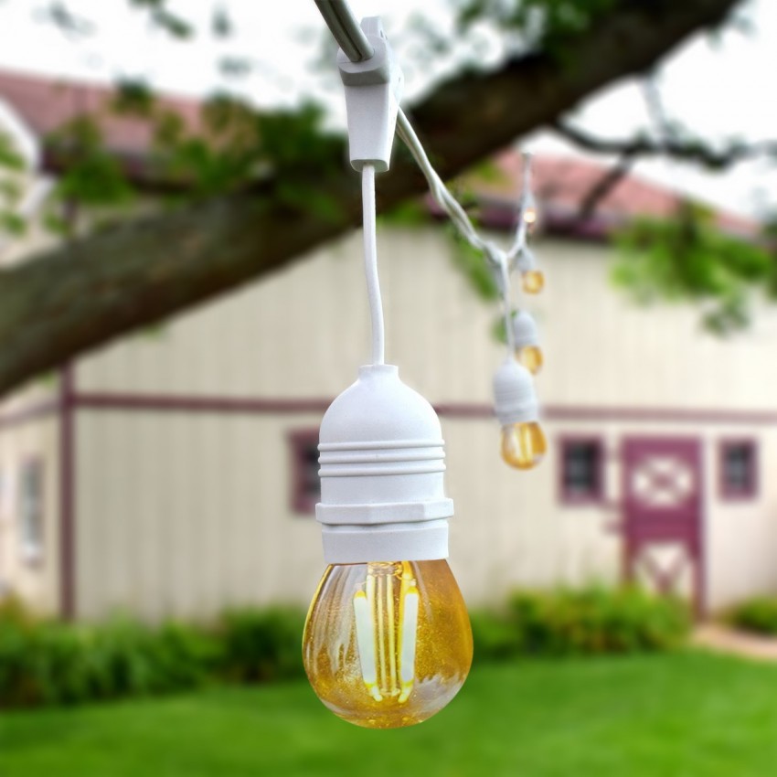 White Waterproof 5.5m String Light + 8 x E27 4W Filament LED Bulbs