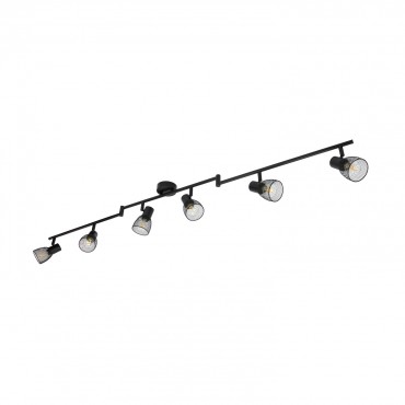 Black Adjustable Grid Ceiling Light With 6x Spotlights