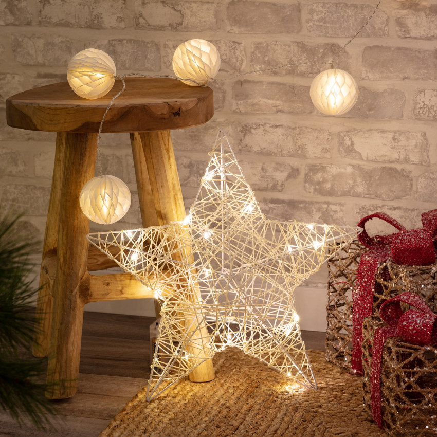 Irawo Star with Integrated LED String Lights 42x42 cm