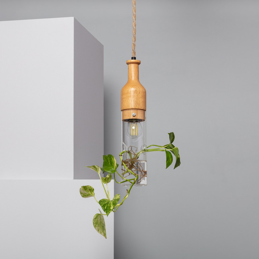 Kathu Botal Wood & Glass Pendant Lamp