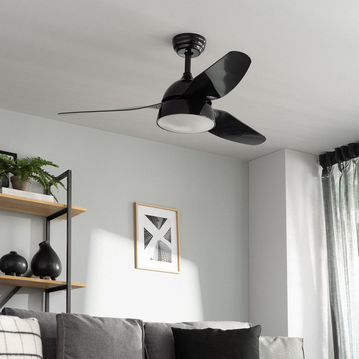 black living room ceiling fan