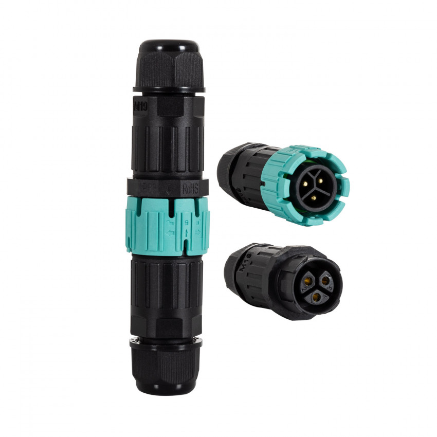 Waterproof Connector Male/Female Cable 3 Contacts 0.5mm²-2.5mm² IP68