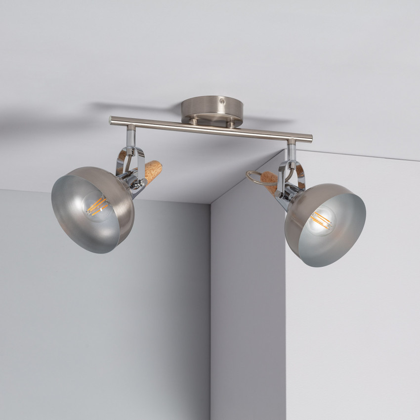 Emery Adjustable Aluminium 2 Spotlight Ceiling Lamp in Silver