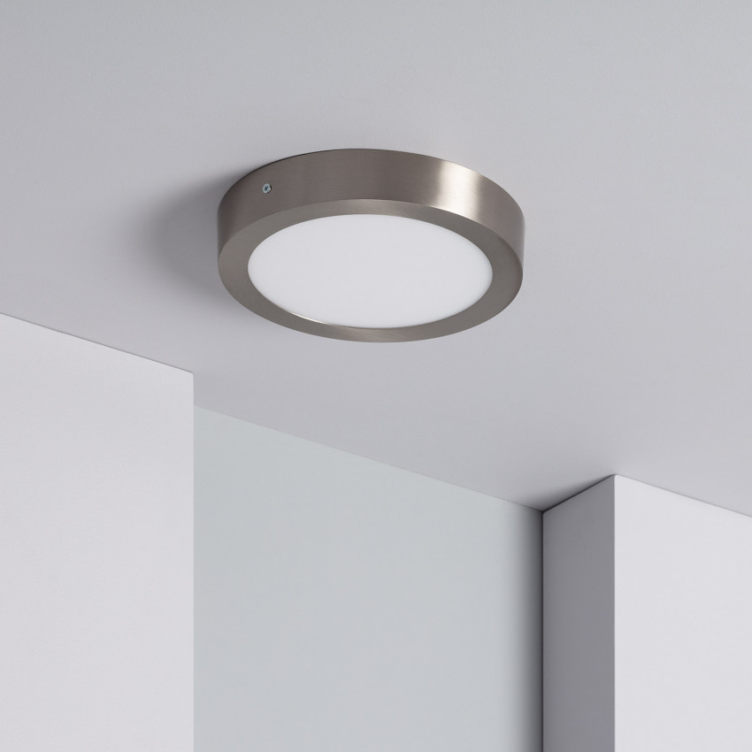 Silver Round 18W LED Surface Panel of Metal Ø225 mm