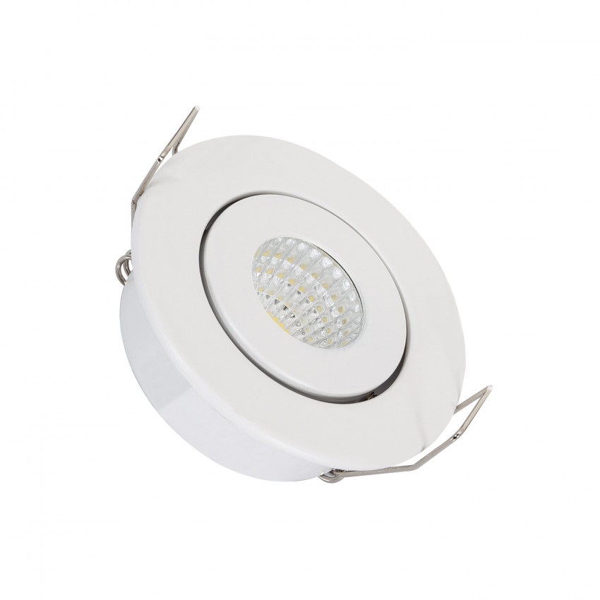 White Round Adjustable 1W COB LED Downlight Ø44mm Cut-Out 