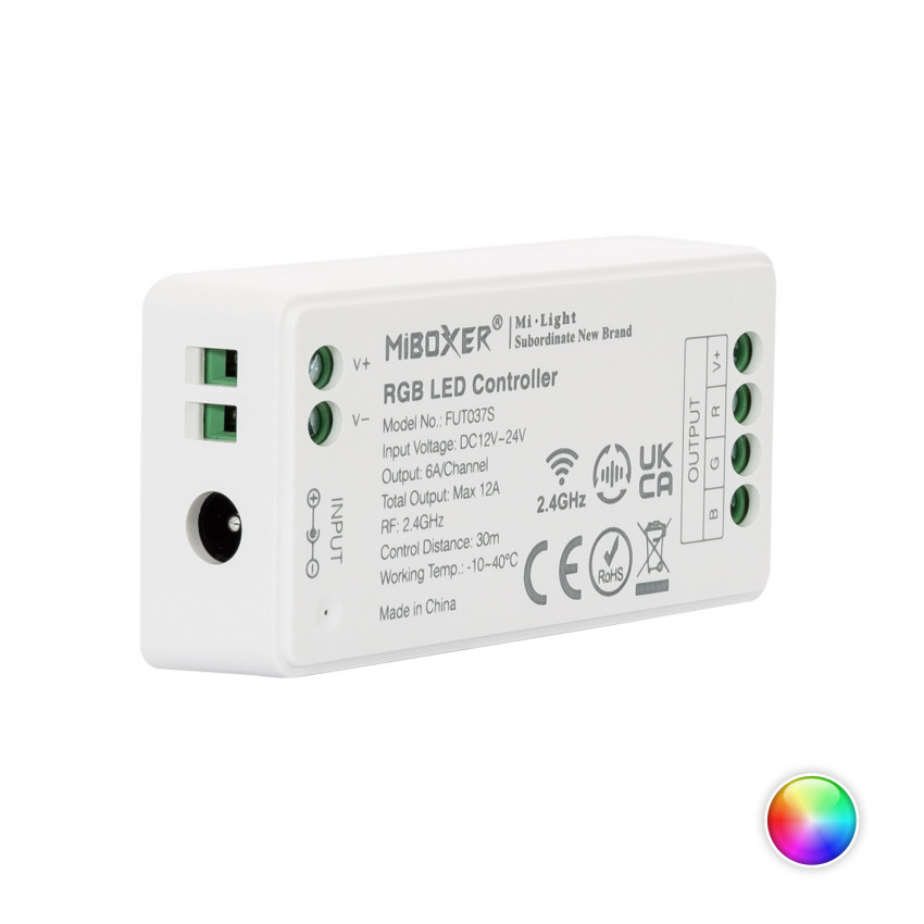 MiBoxer FUT037S 12/24V DC RGB LED Dimmer Controller