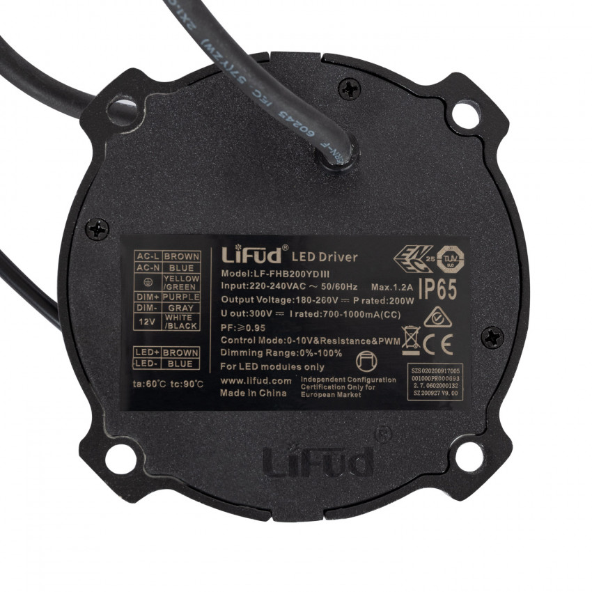 LIFUD Driver 220-240V Output 180-260V 150W 500-750mA Dimmable 1-10V IP65 LF-FHB150YDIII