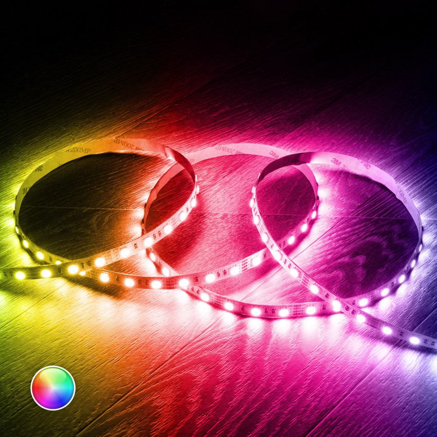 KIT: 5m RGB LED Strip 12V DC, SMD5050, 60LED/m, IP20 + Power Supply and Controller