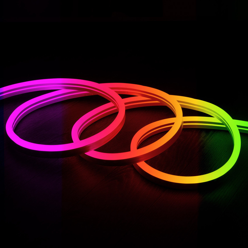 220V AC 11W/m Semicircular 180º RGB Neon LED Strip Custom Cut every 100cm IP67