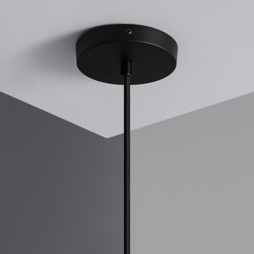 Soporte con Portalámparas para Lámpara Colgante con Textil Negro