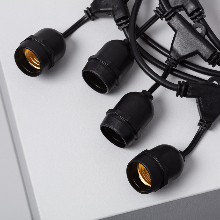 Guirnalda Waterproof IP65 con 8 Portalámparas E27 5.5m Negro