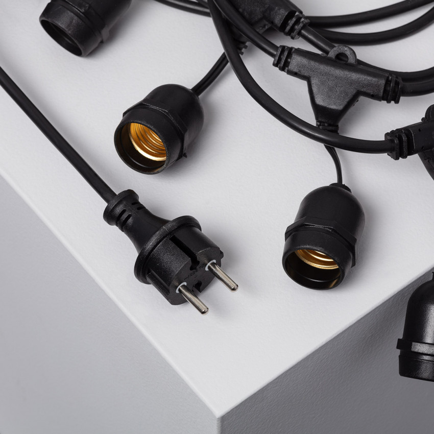 Guirnalda Waterproof IP65 con 8 Portalámparas E27 5.5m Negro