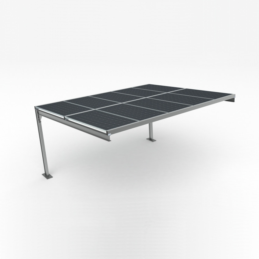 Parking Canopy Structure for Solar Panels Ground Mounted in White 