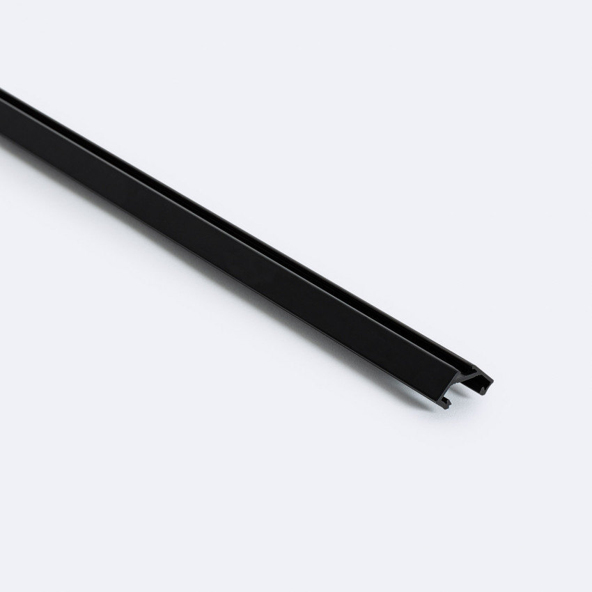 Perfil Aluminio de Superficie Semicircular 2 m Difusor Negro para Doble Tira LED 15º Inclinación Con Agujero