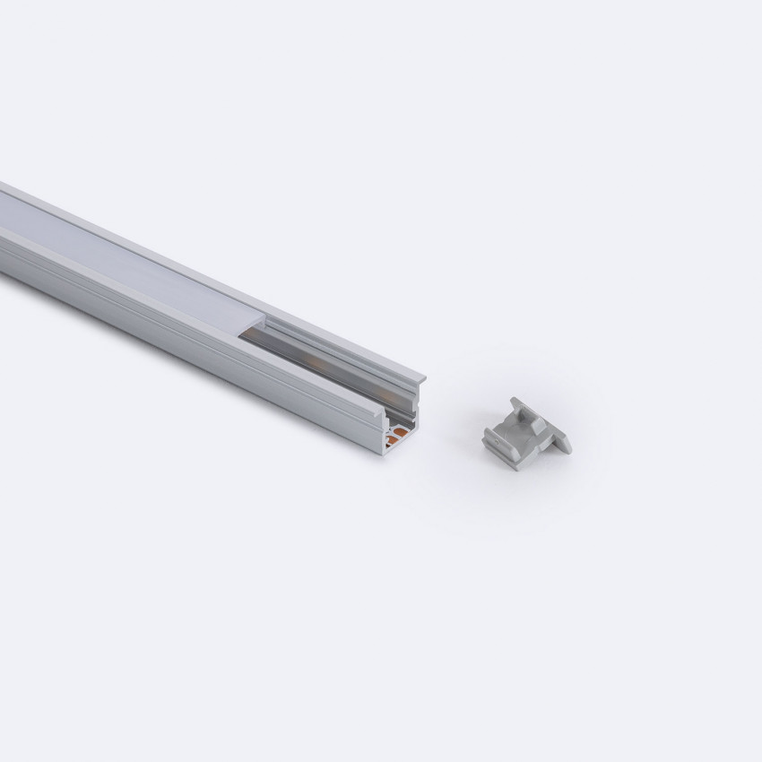 2m Aluminium Recessed Low Profile with Continous Cover for LED Strips up to 6mm