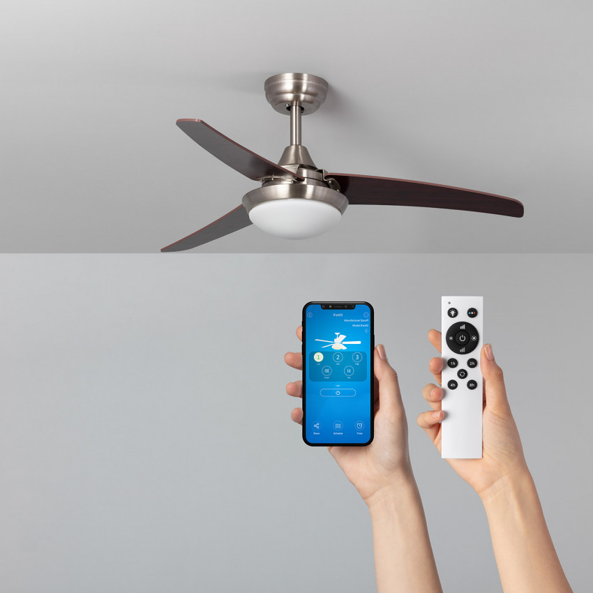 Ventilador de Techo LED Neil LED Madera 107cm Motor DC WiFi