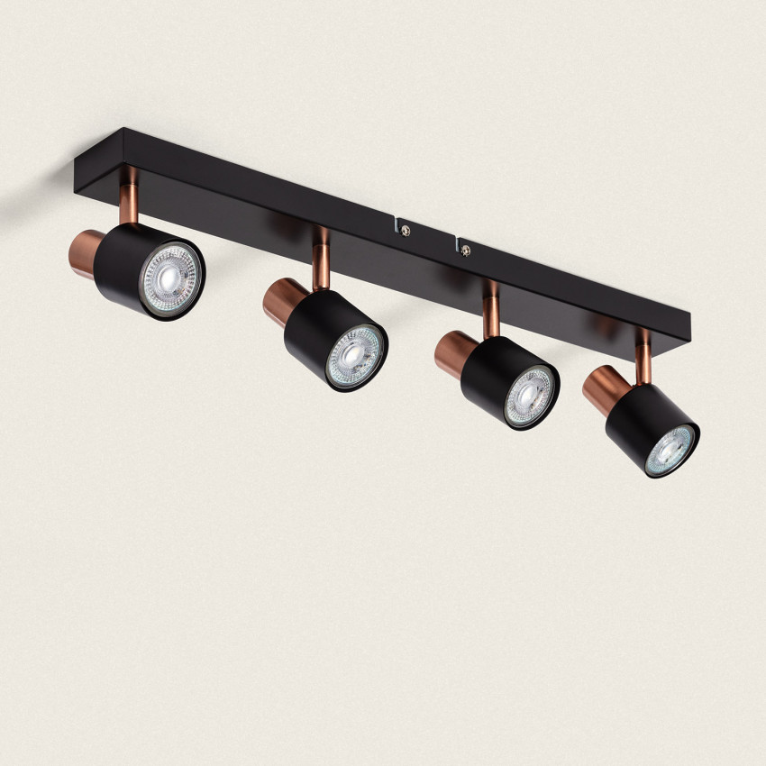Albus Black Rose Large 4 Spotlight Metal Directional Ceiling Lamp 