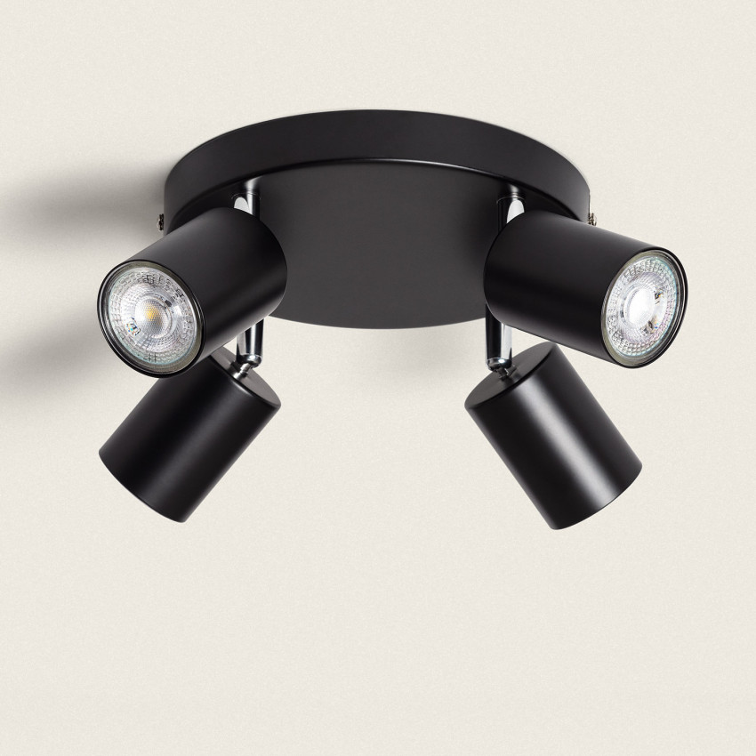 Albus Black 4 Spotlight Metal Round Directional Ceiling Lamp 